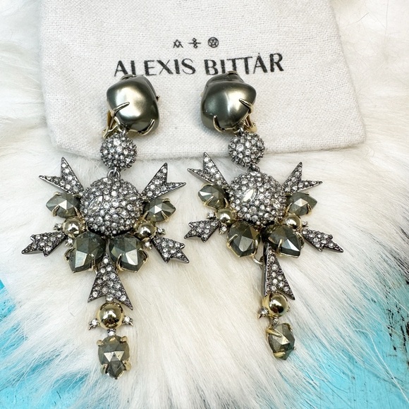 Alexis Bittar Silver and Gold Statement Earrings - Picture 1 of 11